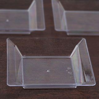 Elegant Clear Mini Square Disposable Dessert Plates