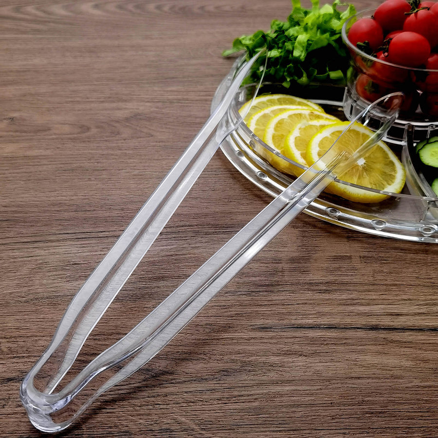 3 Pack | Clear 12inch Plastic Serving Tongs, Catering Disposable Food Service Tongs