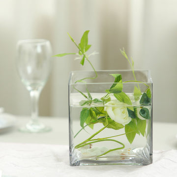 6 Pack | 6" Clear Premium Heavy Duty Flower Glass Vases