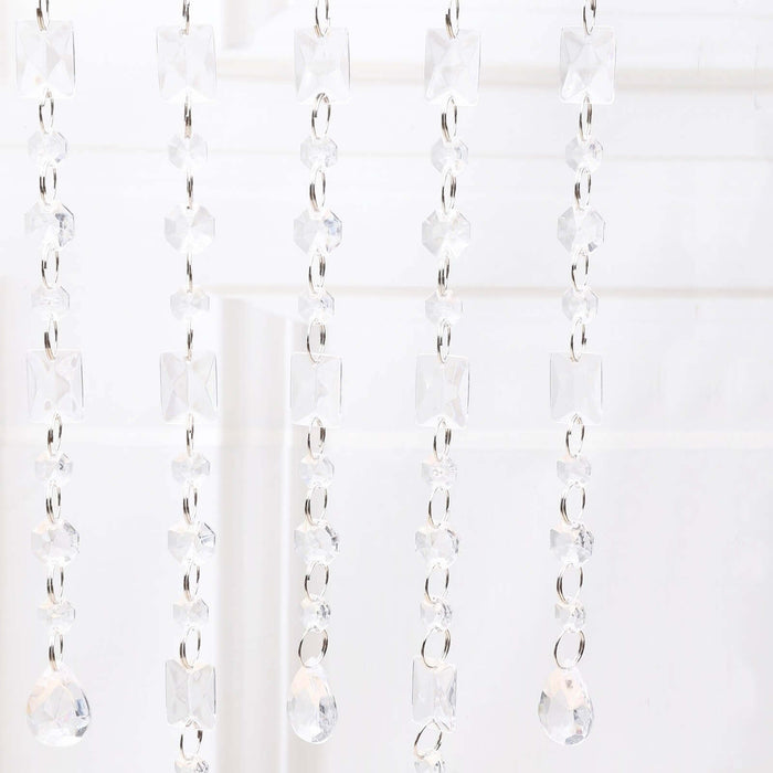 5 Pack | Clear Princess-Cut Acrylic Crystal Diamond Garland Chandeliers - 34inch