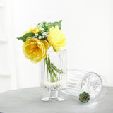 2 Pack 9inch Ribbed Pedestal Glass Vases, Glass Candle Holder, Vase Jar with Ridges