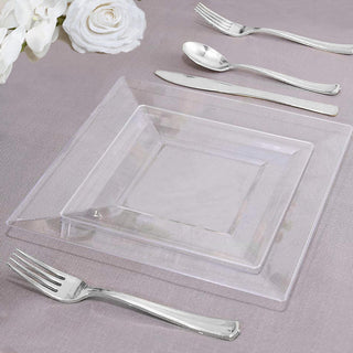 Elegant and Versatile Clear Square Disposable Salad Plates
