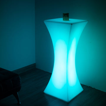 18"x43" Color Changing Cordless LED Light Up Cocktail Table, Rechargeable Waterproof Illuminated Furniture