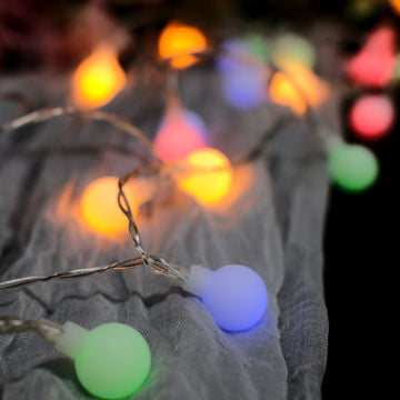16ft Colorful Frosted 50 LED Bulb Battery Operated Fairy String Lights, Remote Included