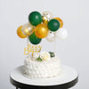 Confetti Balloon Garland Cloud Cake Topper, Mini Cake Decorations - Gold, Hunter Green & White