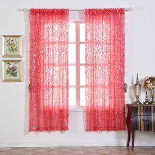 Coral Big Payette Sequin Curtains - Add Glamour to Your Space