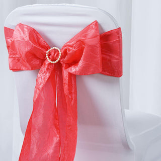 Add Elegance to Your Event with Coral Crinkle Crushed Taffeta Chair Sashes
