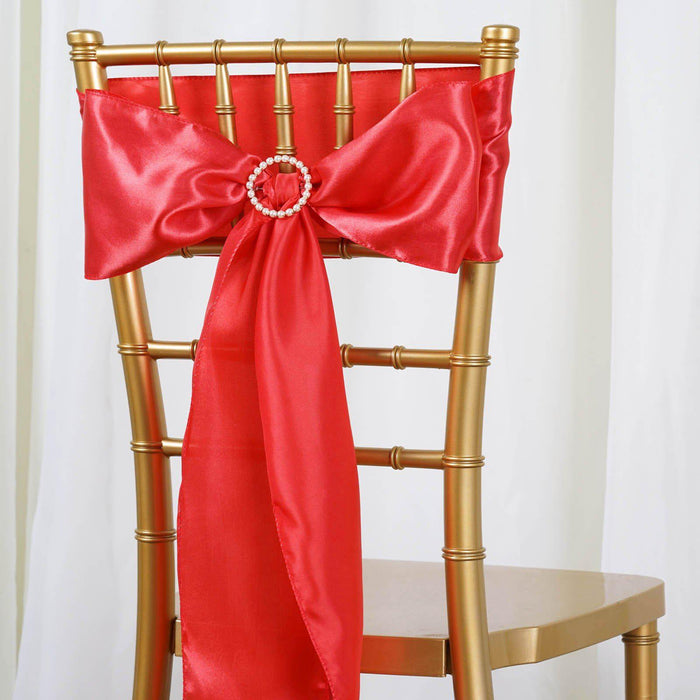 5pcs Coral SATIN Chair Sashes Tie Bows Catering Wedding Party Decorations - 6x106"