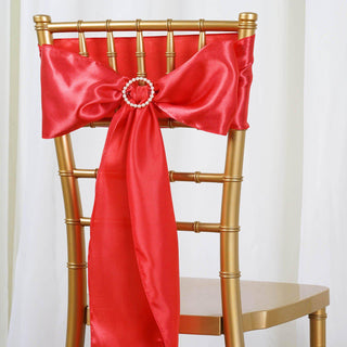 Add a Touch of Elegance with Coral Satin Chair Sashes