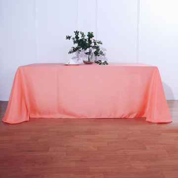 90"x156" Coral Seamless Polyester Rectangular Tablecloth