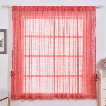 Pack of 2 52"x64” Coral Sequin Curtains With Rod Pocket Window Treatment Panels - Clearance SALE