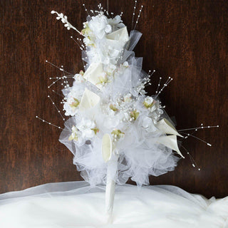Cream Artificial Lily and Tulip Wedding/Bridal Bouquet Flowers - Add Elegance to Your Special Day