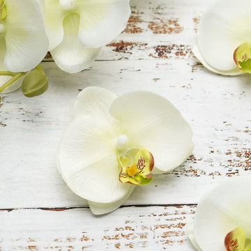 20 Flower Heads | 4" Cream Artificial Silk Orchids DIY Crafts