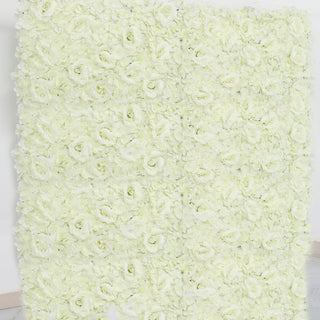 Cream 3D Silk Rose and Hydrangea Flower Wall Mat Backdrop - Enhance Your Event Decor