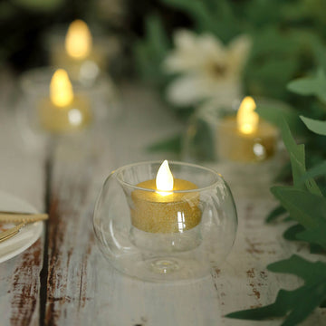 6 Pack | 3" Crystal Clear Glass Globe Tealight Votive Candle Holders