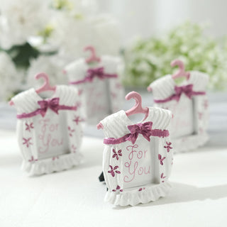 Cute 4" Newborn Baby Girl Pink Clothes Resin Party Favors Picture Frame