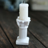 6 Pack | Antique 2.5inch White Roman Column Pillar Pedestal Candle Holders