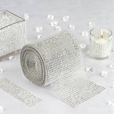 Shiny Silver Diamond Rhinestone Ribbon Wrap Roll - Add Elegance to Your Event Decor
