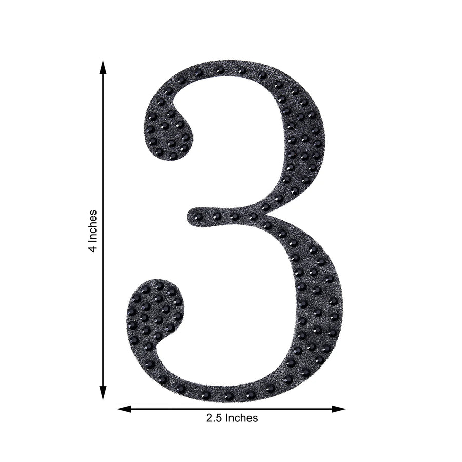 4inch Black Decorative Rhinestone Number Stickers DIY Crafts - 3