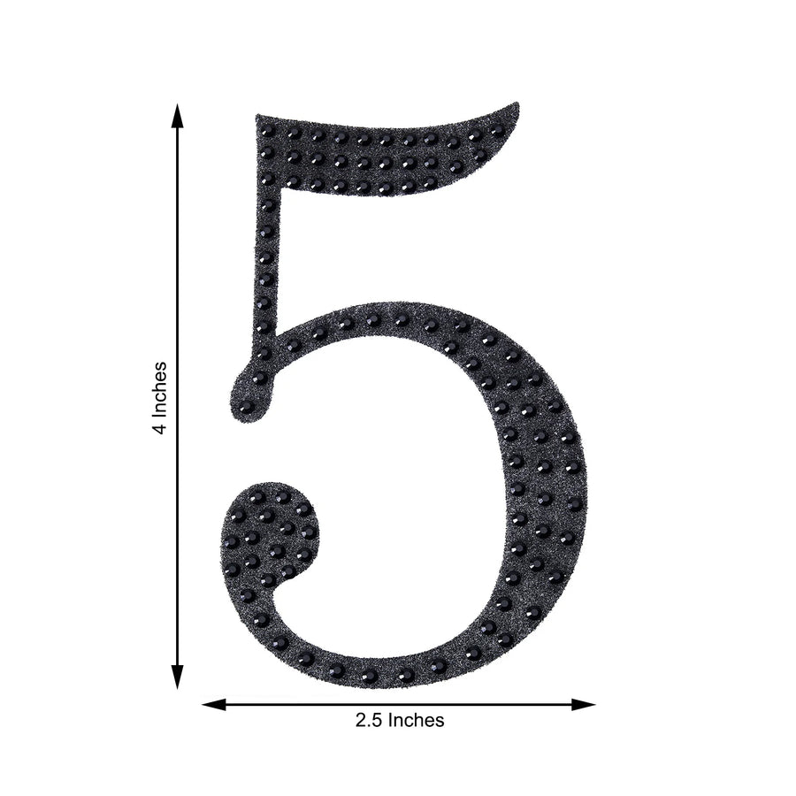 4inch Black Decorative Rhinestone Number Stickers DIY Crafts - 5