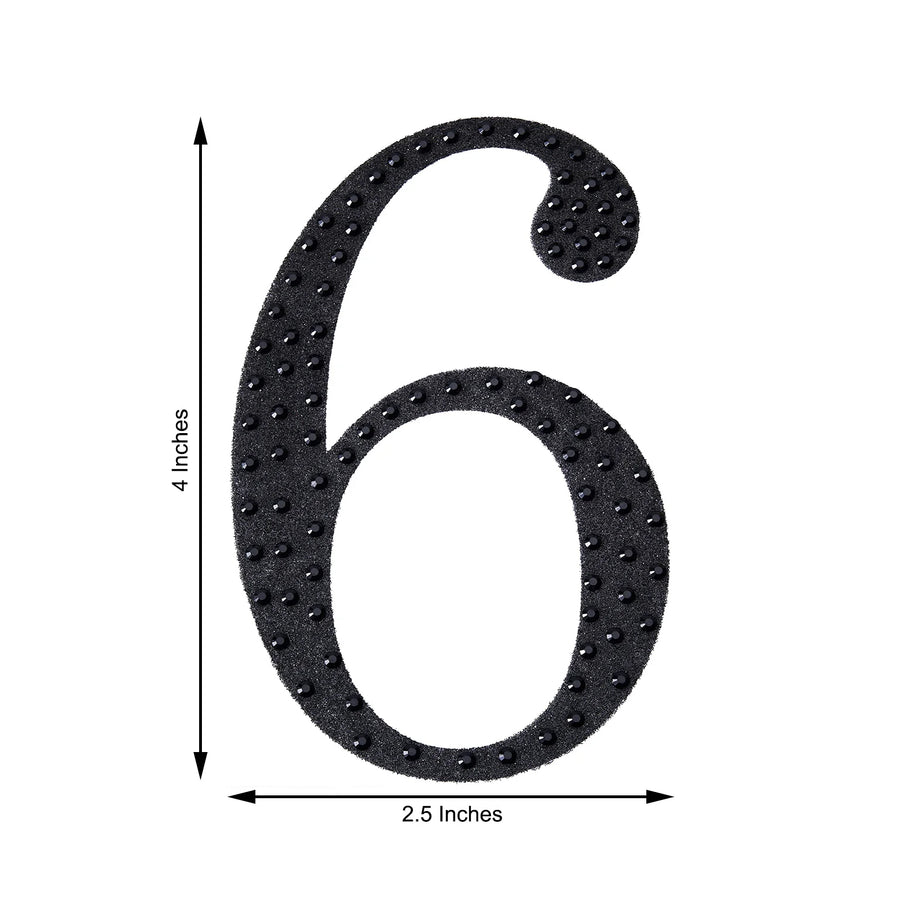 4inch Black Decorative Rhinestone Number Stickers DIY Crafts - 6
