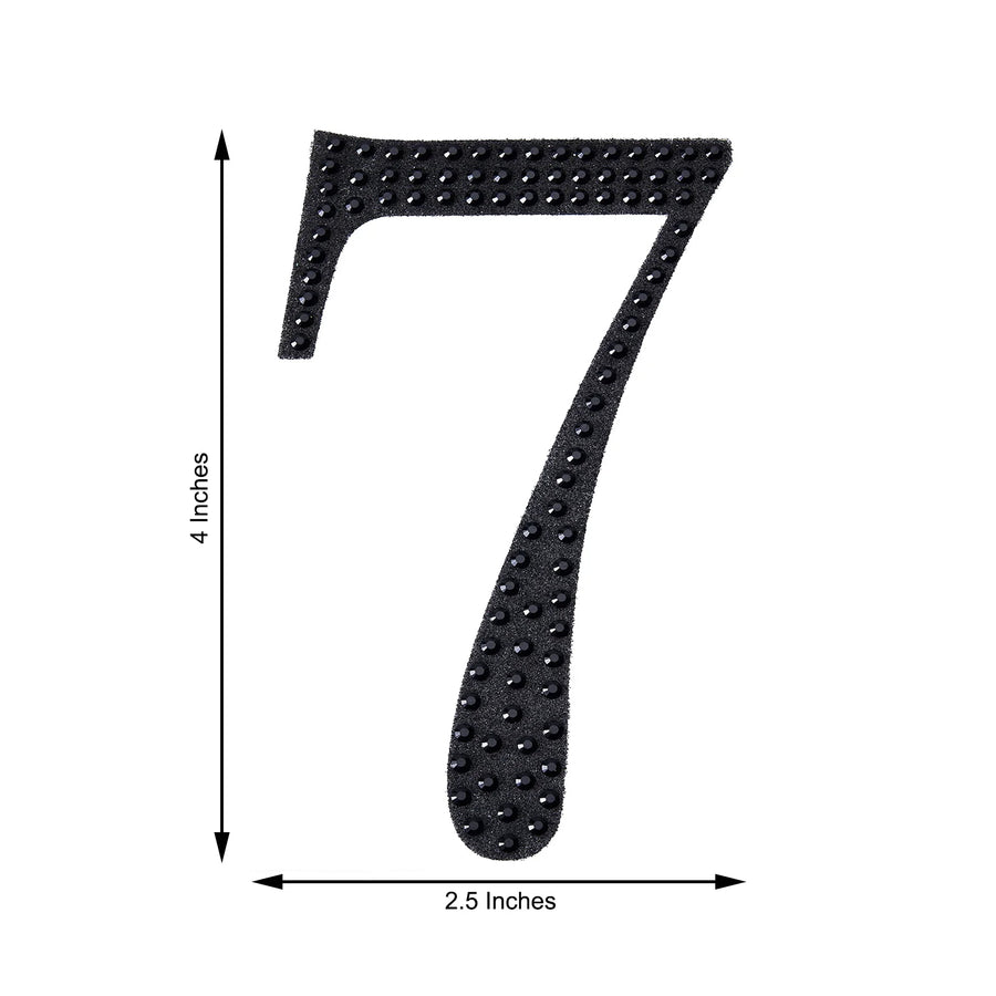 4inch Black Decorative Rhinestone Number Stickers DIY Crafts - 7