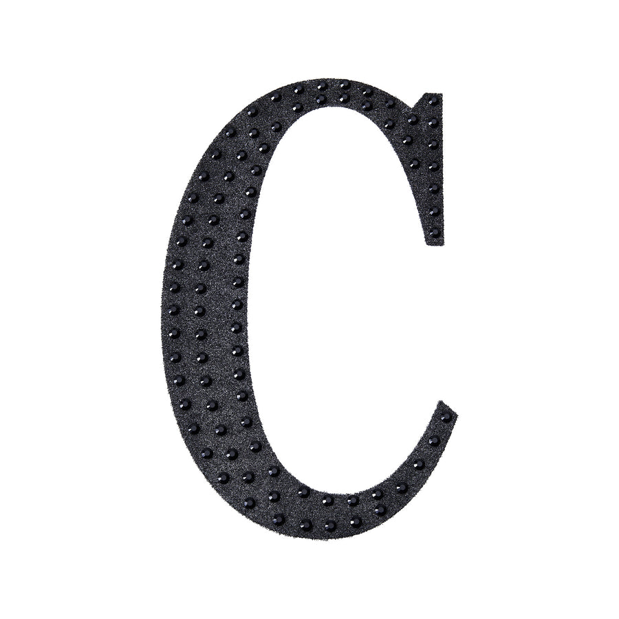 4inch Black Decorative Rhinestone Alphabet Letter Stickers DIY Crafts - C#whtbkgd