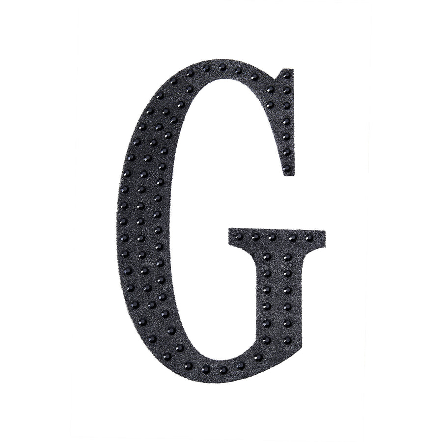 4inch Black Decorative Rhinestone Alphabet Letter Stickers DIY Crafts - G#whtbkgd