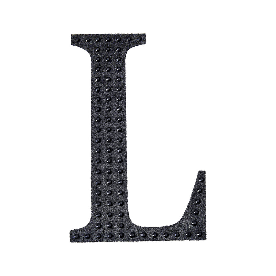 4inch Black Decorative Rhinestone Alphabet Letter Stickers DIY Crafts - L#whtbkgd