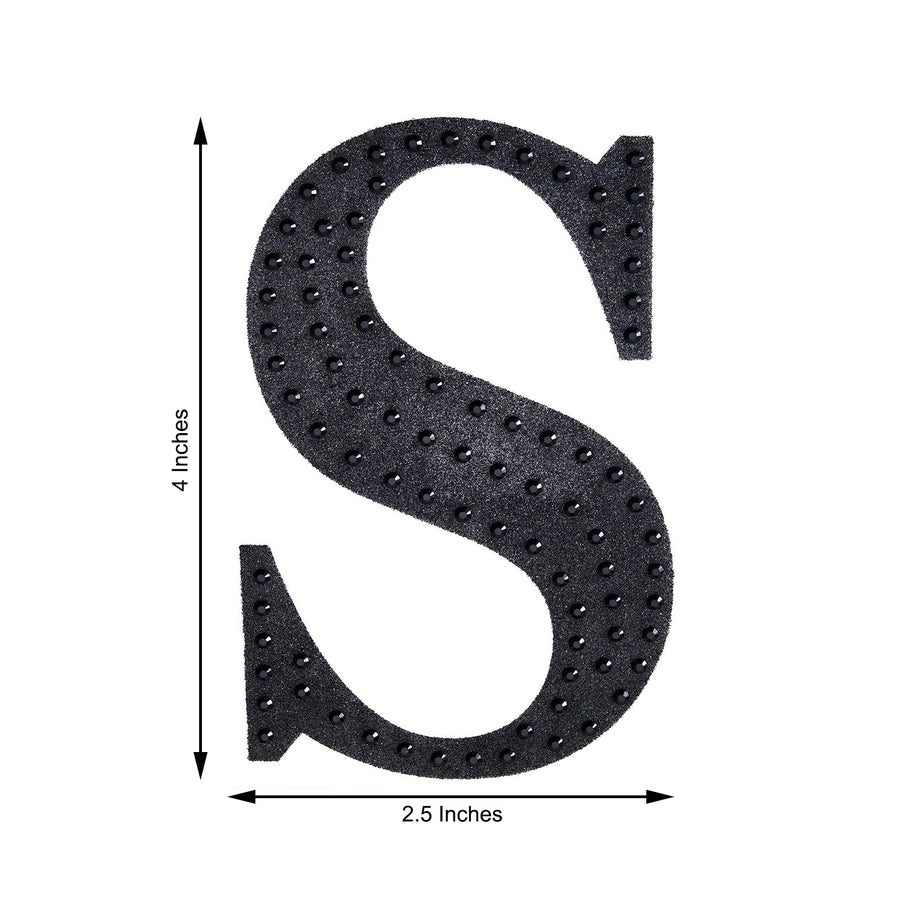 4inch Black Decorative Rhinestone Alphabet Letter Stickers DIY Crafts - S