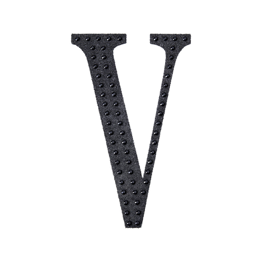 4inch Black Decorative Rhinestone Alphabet Letter Stickers DIY Crafts - V#whtbkgd