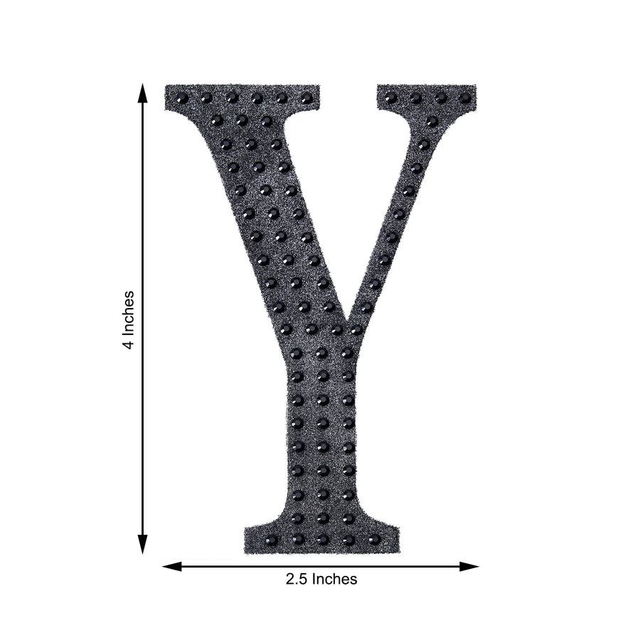 4inch Black Decorative Rhinestone Alphabet Letter Stickers DIY Crafts - Y
