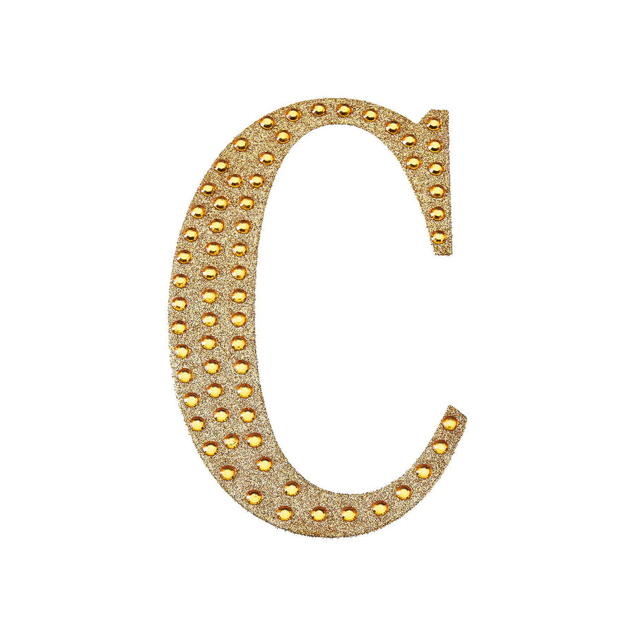 4inch Gold Decorative Rhinestone Alphabet Letter Stickers DIY Crafts - C#whtbkgd