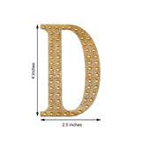 4inch Gold Decorative Rhinestone Alphabet Letter Stickers DIY Crafts - D