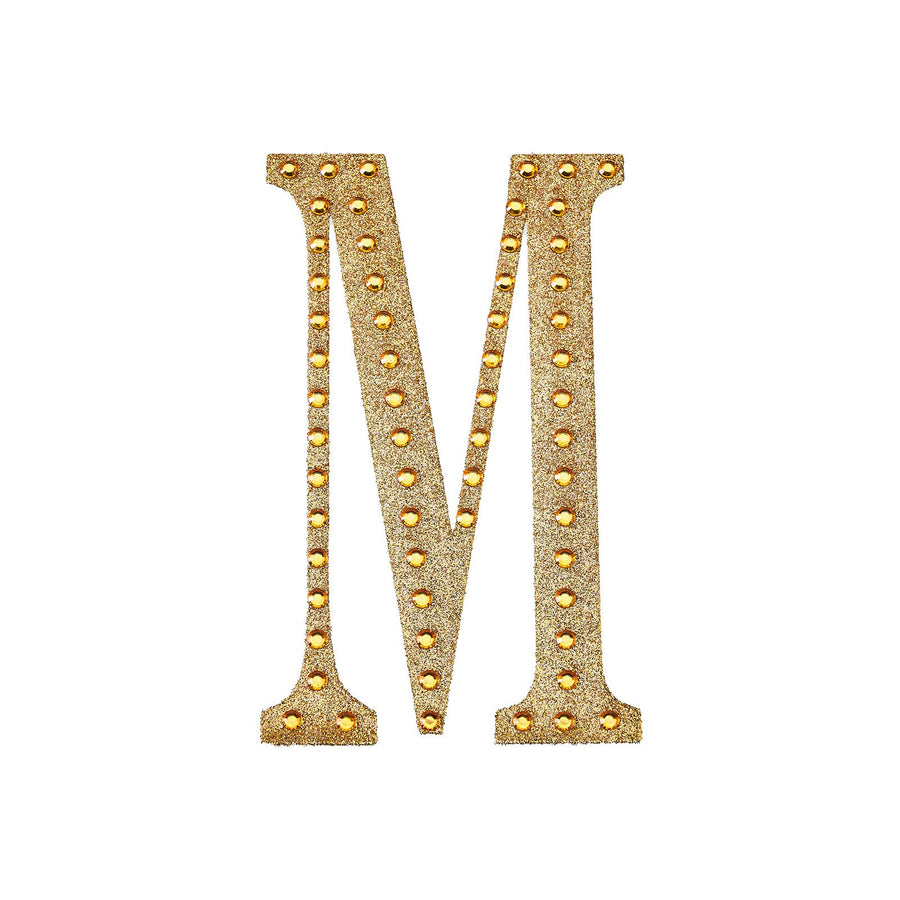 4inch Gold Decorative Rhinestone Alphabet Letter Stickers DIY Crafts - M#whtbkgd