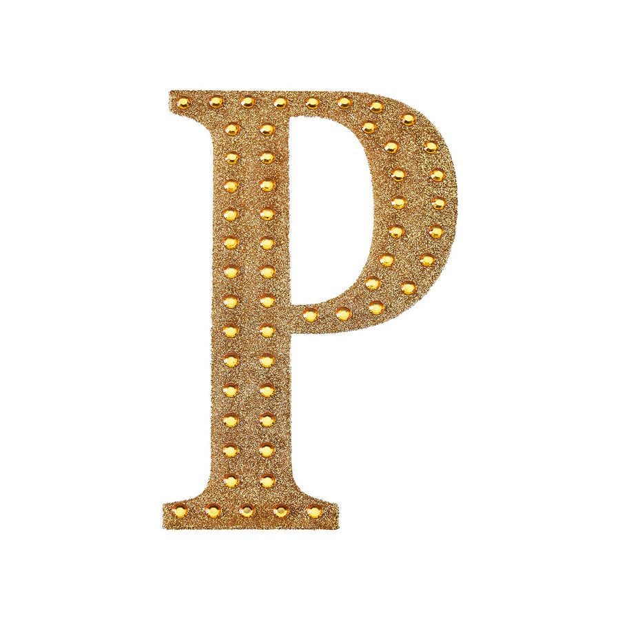 4inch Gold Decorative Rhinestone Alphabet Letter Stickers DIY Crafts - P#whtbkgd