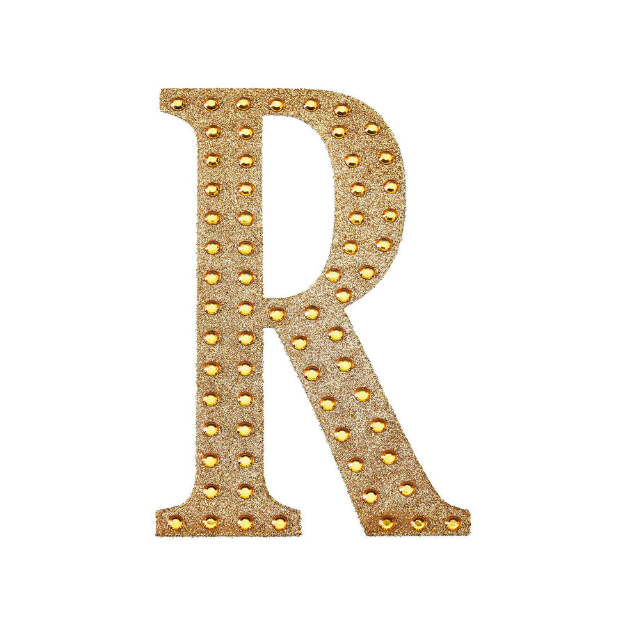 4inch Gold Decorative Rhinestone Alphabet Letter Stickers DIY Crafts - R#whtbkgd