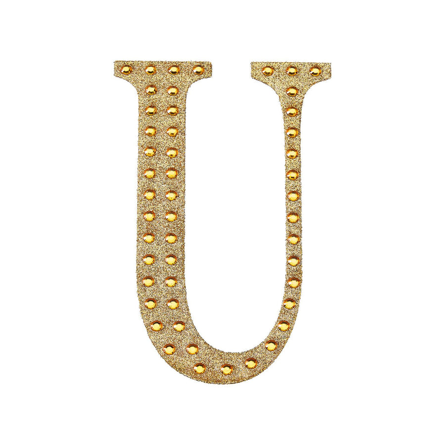 4inch Gold Decorative Rhinestone Alphabet Letter Stickers DIY Crafts - U#whtbkgd