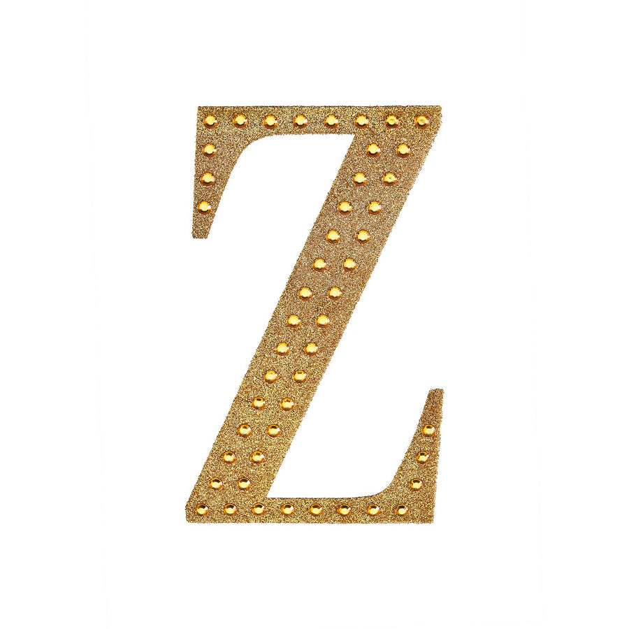 4inch Gold Decorative Rhinestone Alphabet Letter Stickers DIY Crafts - Z#whtbkgd