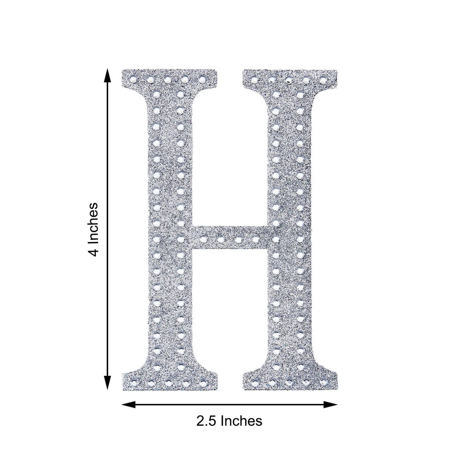 4Inch Silver Decorative Rhinestone Alphabet Letter Stickers DIY Crafts - H