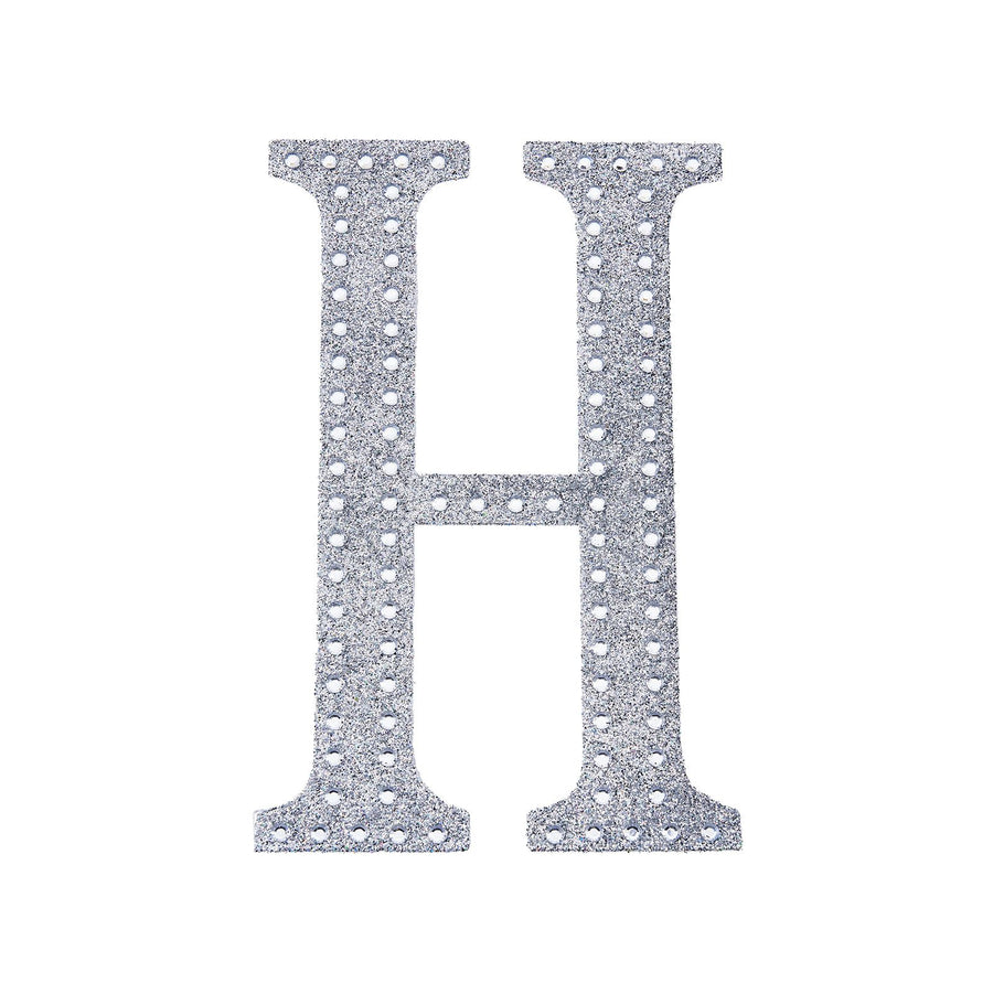 4Inch Silver Decorative Rhinestone Alphabet Letter Stickers DIY Crafts - H#whtbkgd