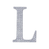 4Inch Silver Decorative Rhinestone Alphabet Letter Stickers DIY Crafts - L#whtbkgd