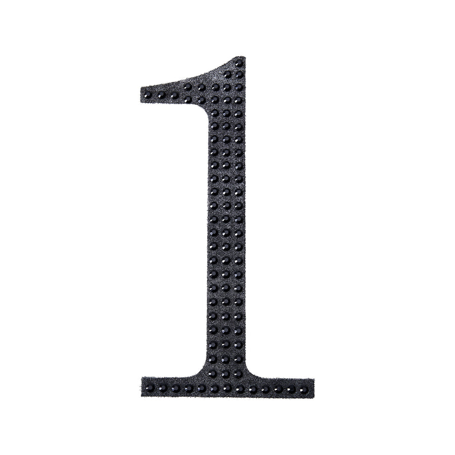 6inch Black Decorative Rhinestone Number Stickers DIY Crafts - 1#whtbkgd