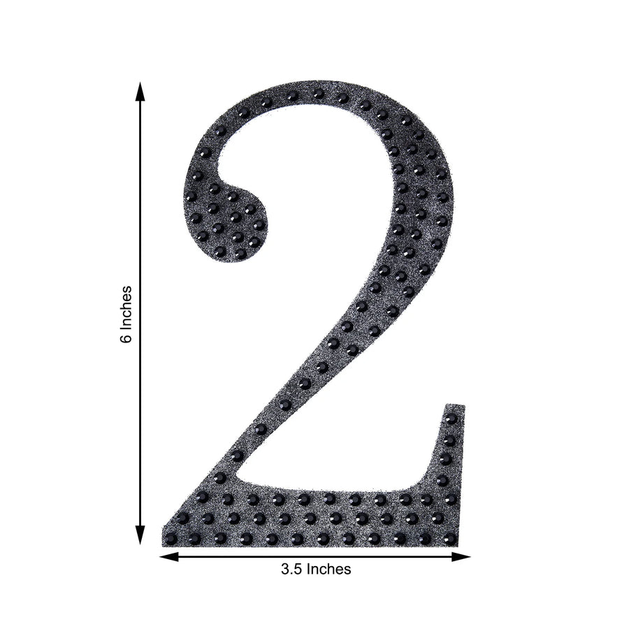 6inch Black Decorative Rhinestone Number Stickers DIY Crafts - 2