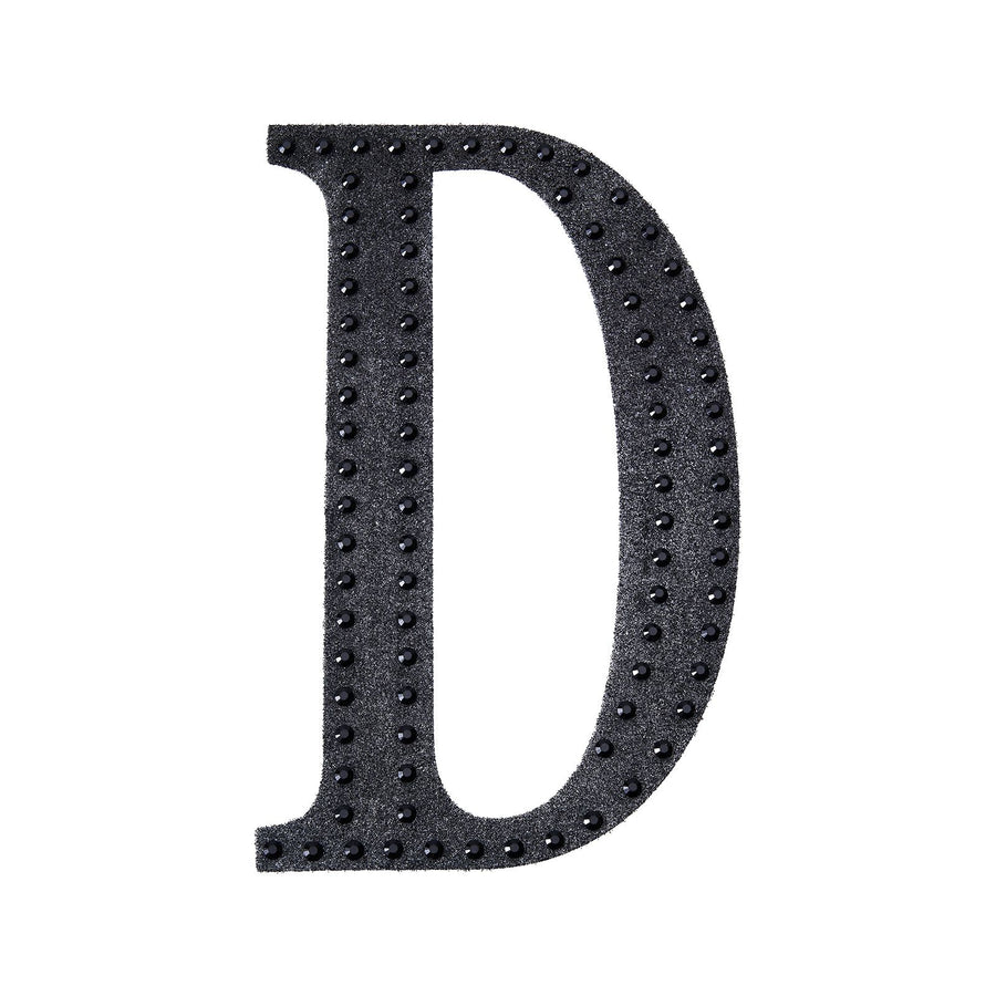 6inch Black Decorative Rhinestone Alphabet Letter Stickers DIY Crafts - D#whtbkgd