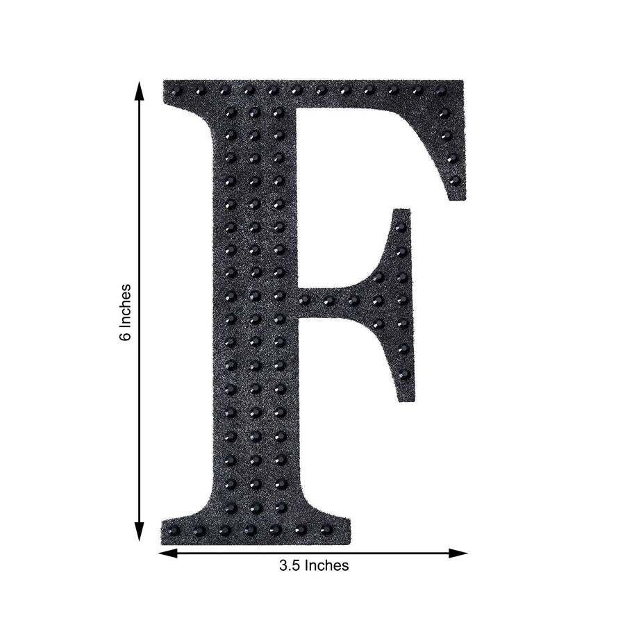 6inch Black Decorative Rhinestone Alphabet Letter Stickers DIY Crafts - F