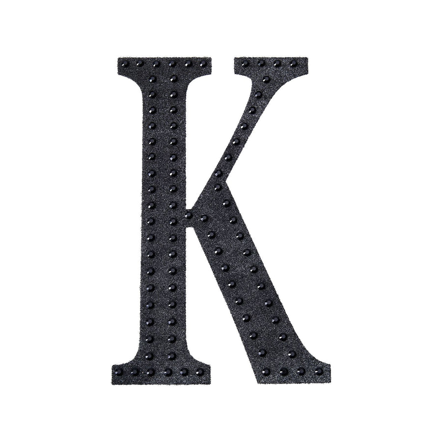 6inch Black Decorative Rhinestone Alphabet Letter Stickers DIY Crafts - K#whtbkgd