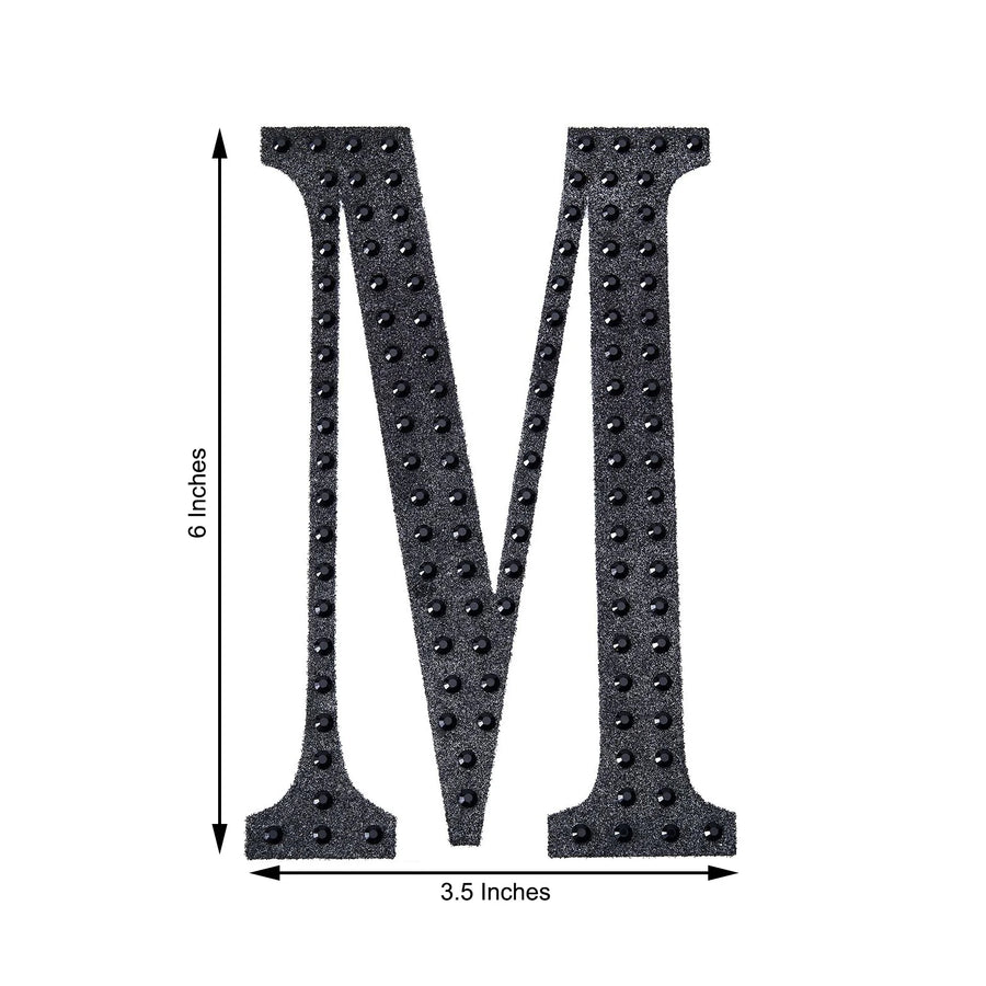 6 inch Black Decorative Rhinestone Alphabet Letter Stickers DIY Crafts - M