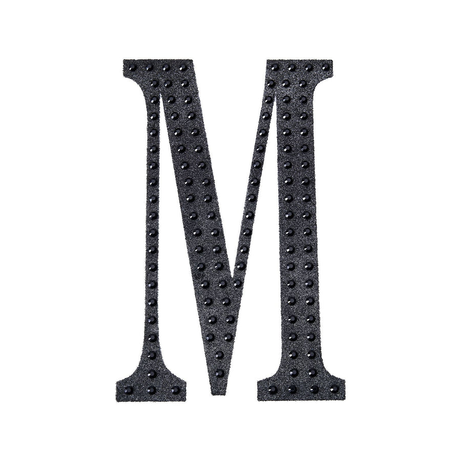 6 inch Black Decorative Rhinestone Alphabet Letter Stickers DIY Crafts - M#whtbkgd