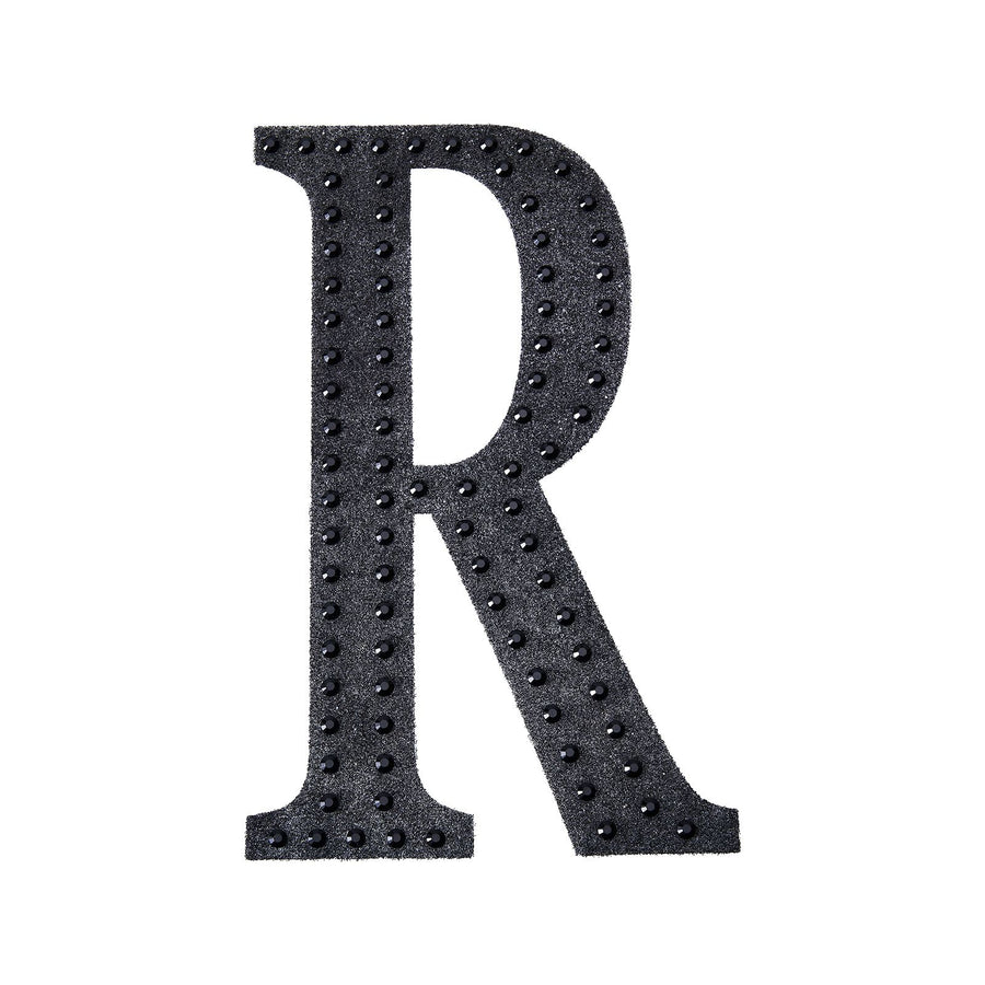 6inch Black Decorative Rhinestone Alphabet Letter Stickers DIY Crafts - R#whtbkgd